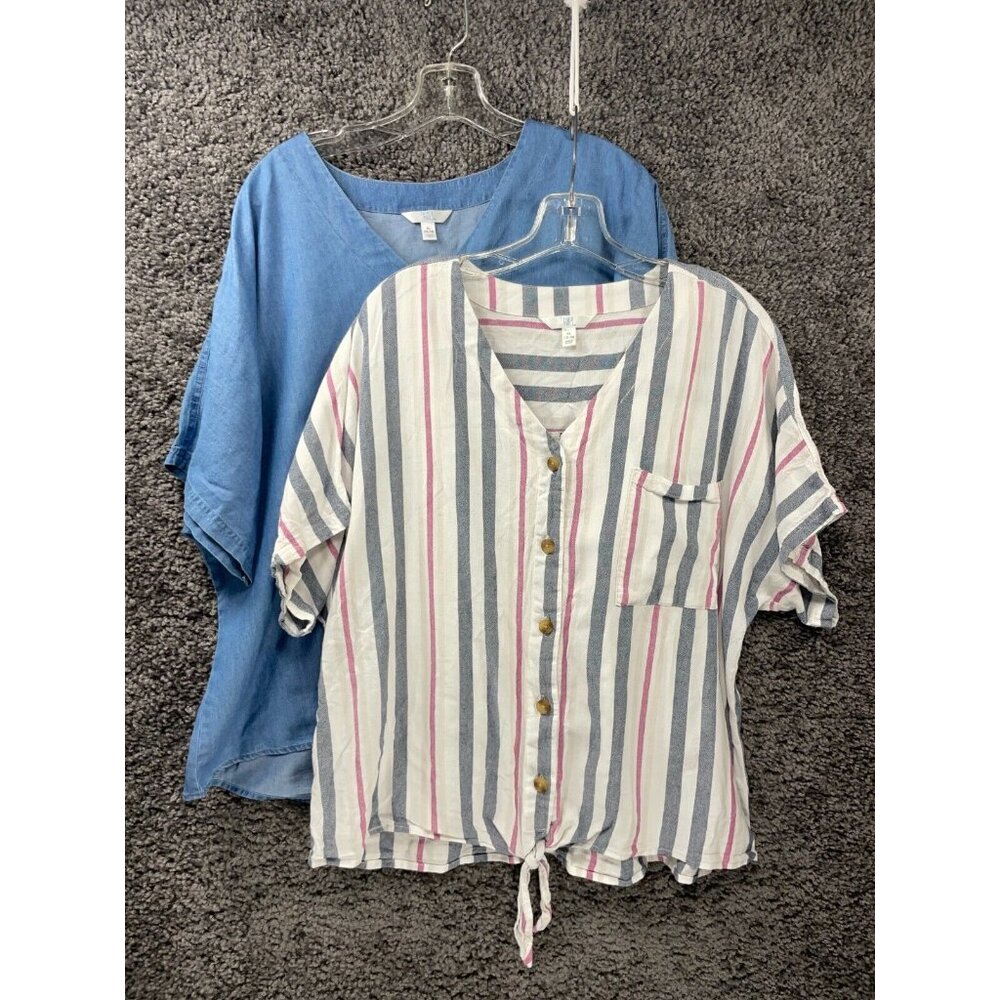 Time and Tru Shirts Womens XL (16-18) Kimono Sleeves Knotted Hem Tops - Lot of 2